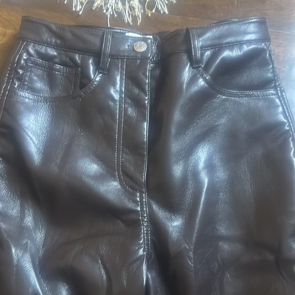 Aritzia Wilfred the Melina Hugh waste brown leather pants size 6 - Picture 7 of 11